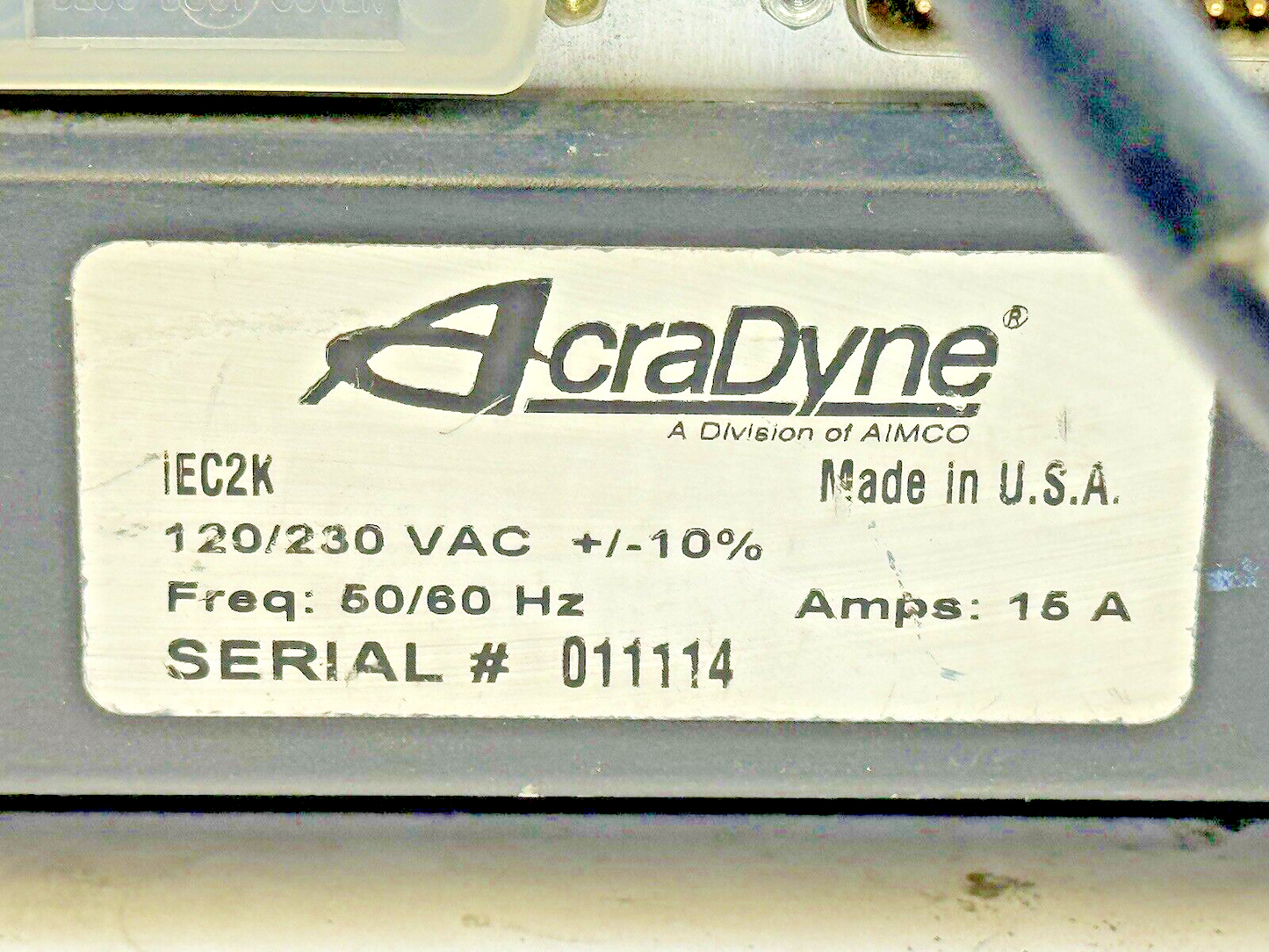 ACRADYNE - IEC2K - CONTROLLER - 120/230 VAC +/-10% / 15A / FREQ. 50/60 Hz