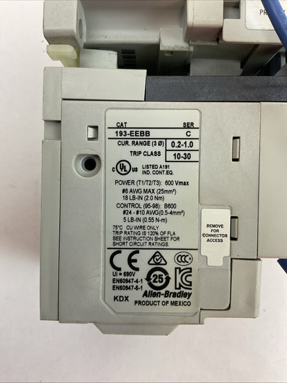 ALLEN BRADLEY STARTER (100-C09E*10 COIL 24VDC + 193-EEBB 0.2-1.0A)