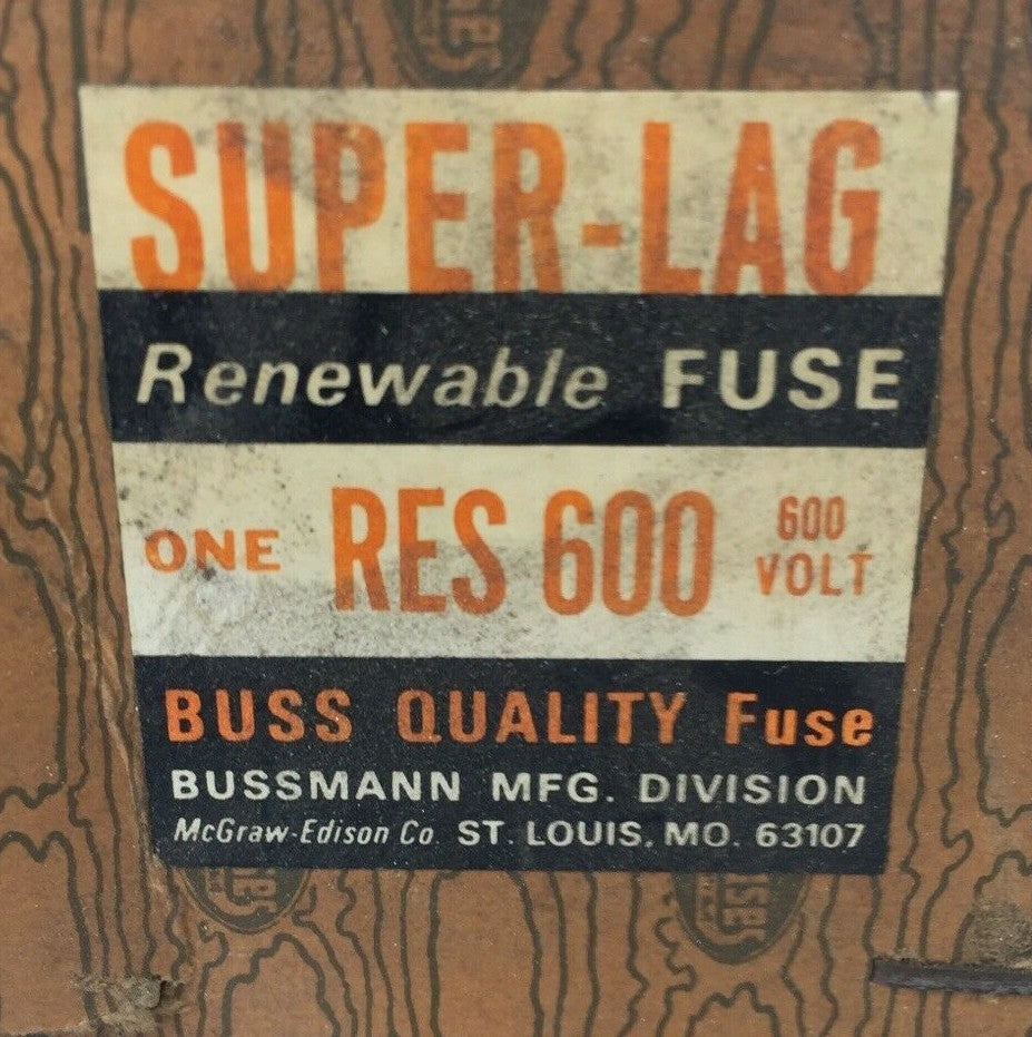 BUSSMAN RES600 SUPER-LAG RENEWABLE FUSE 600AMP 600V