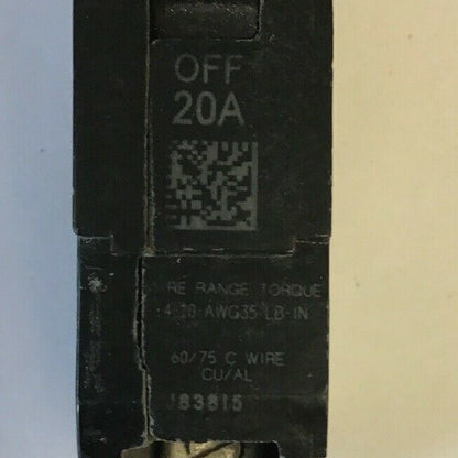 GE TEY120 1POLE 20 20AMP CIRCUIT BREAKER 277VAC/125VDC 65ka***(LOTOF8)***