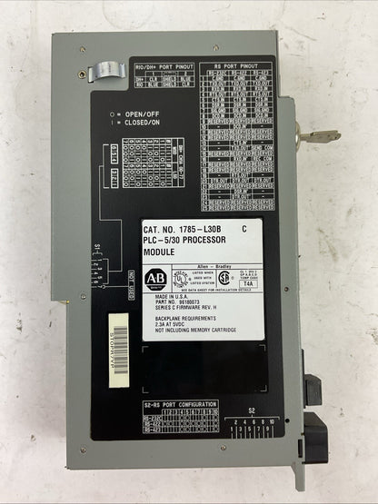 ALLEN BRADLEY 1785-L30B SER C FORMWARE REV H PLC 5/30 PROCESSOR MODULE 2.3A@5VDC