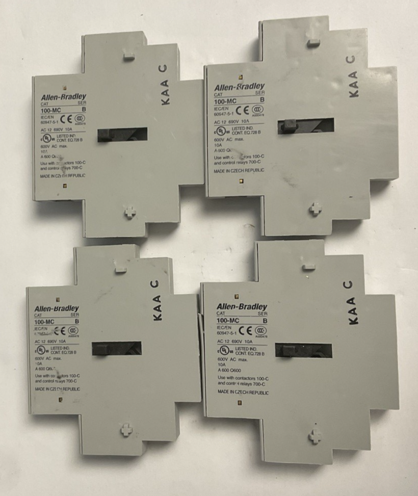 ALLEN BRADLEY 100-MC AUXILIARY CONTACT SER.B 600VAC 10A***LOTOF4***