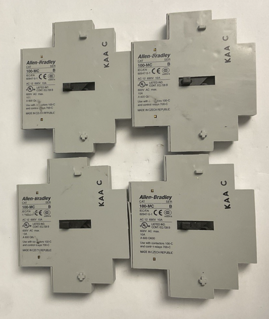 ALLEN BRADLEY 100-MC AUXILIARY CONTACT SER.B 600VAC 10A***LOTOF4***