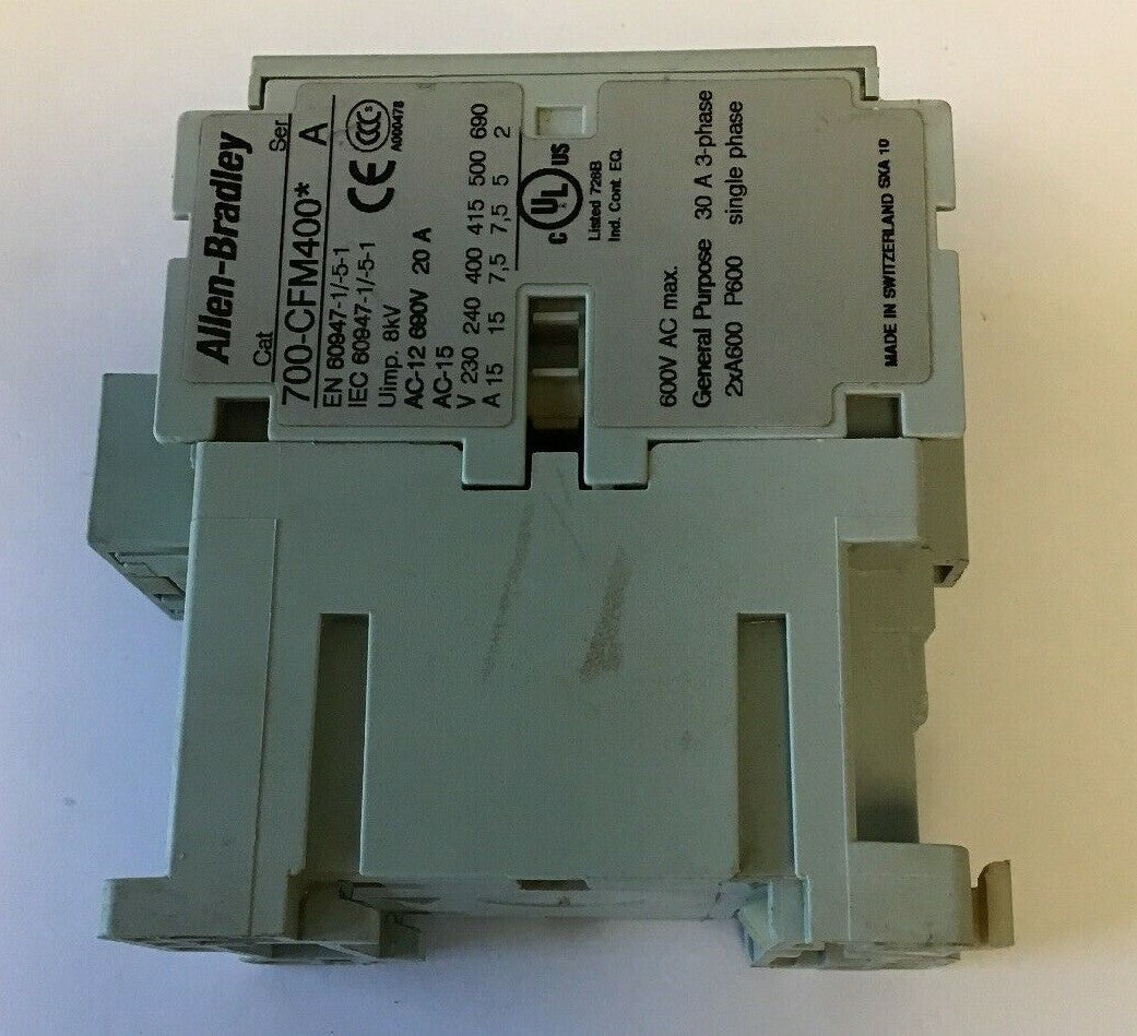 ALLEN BRADLEY 700-CFM400* SER. A  CONTACTOR CONTROL RELAY 600VAC 20A