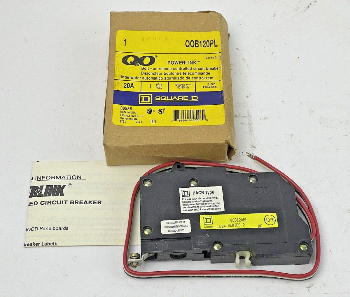 SQUARE D - QOB120PL - POWERLINK CIRCUIT BREAKER BOLT ON - 20A/1POLE/240VAC - NEW