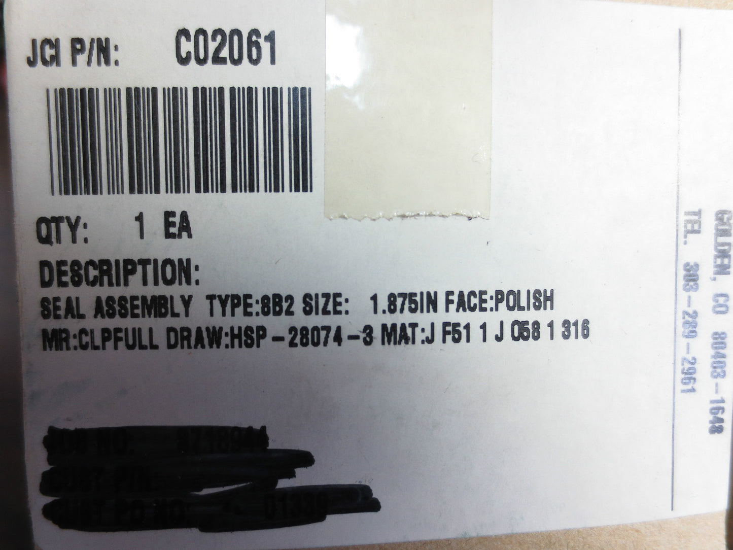 JOHN CRANE C02061 MECHANICAL SEAL 1.875" POLISHED FACE - NEW SURPLUS