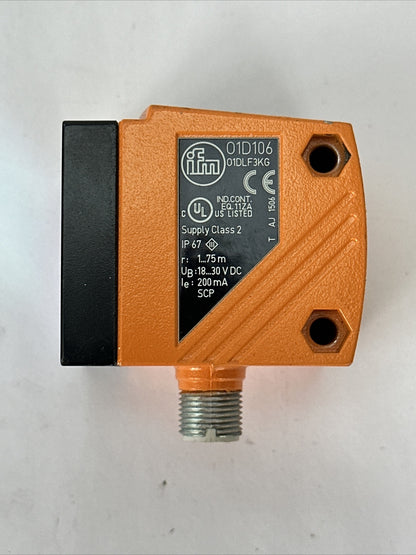 IFM 01D106 01DLF3KG PHOTOELECTRIC SENSOR SUPPLY CLASS 2 1...75m 18...60VDC 200mA