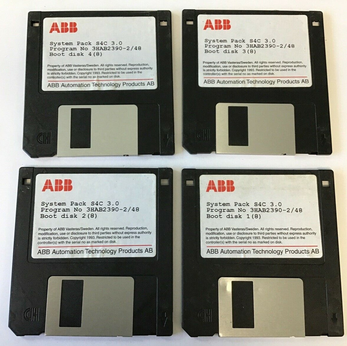 ABB SYSTEM PACK S4C 3.0 PROG.# 3HAB2390-2/48 BOOT DISCS 1-4