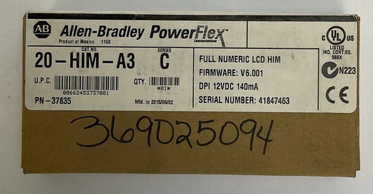 ALLEN BRADLEY 20-HIM-A3 SER C POWER FLEX FULL NUMERIC LCD HIM FIRWARE V6.001