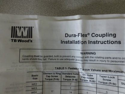 T.B. WOOD'S WES10 TIRE COUPLING SPACER INSERT - 6.48" OD, 1450 IN/LB TORQUE NEW