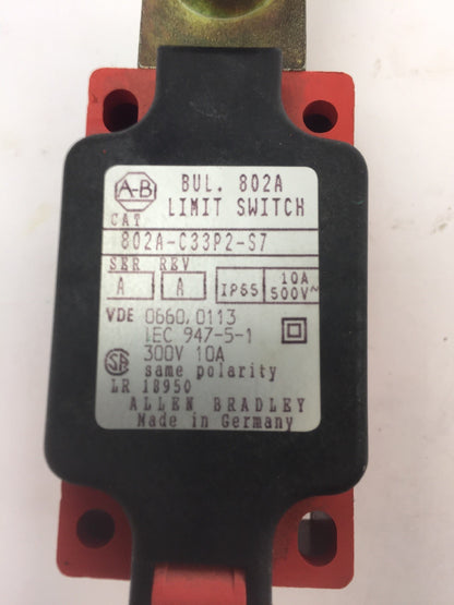 ALLEN BRADLEY 802S-C33P2-S7 LIMIT SWITCH 300V 10A SERIES A