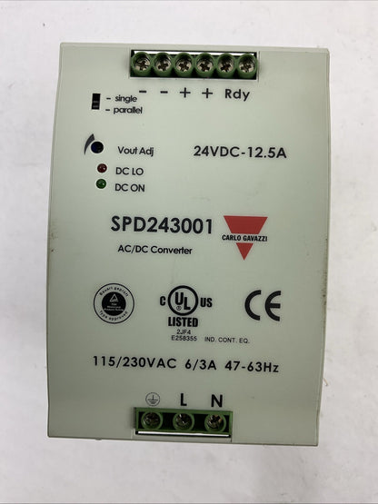 CARLO GAVAZZI SPD243001 OUTPUT 24VDC 300W INPUT 115/230VAC POWER SUPPLY