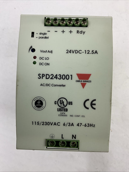 CARLO GAVAZZI SPD243001 OUTPUT 24VDC 300W INPUT 115/230VAC POWER SUPPLY