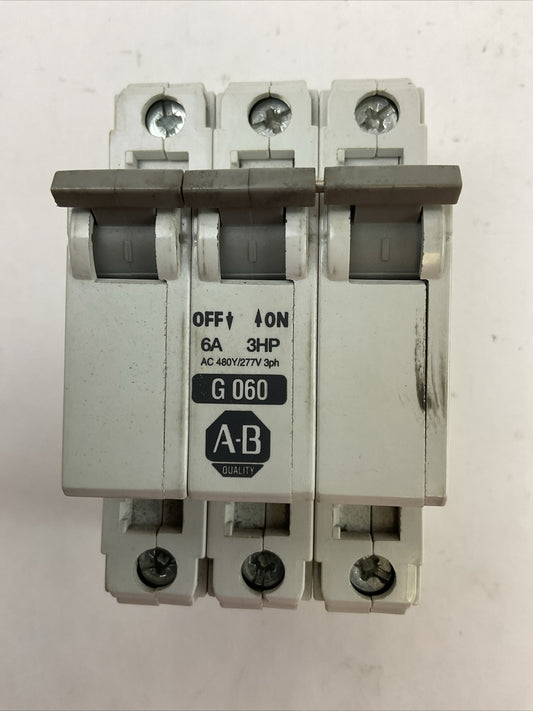 ALLEN BRADLEY 1492-CB3G060 MANUAL MOTOR CONTROLLER 6A 3HP 3P 480Y/277VAC SER C