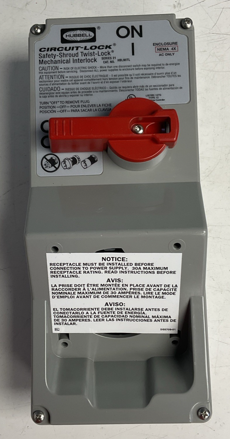 HUBBELL HBLMITL SAFETY SHROUD INTERLOCK 30A 600VAC SER.21