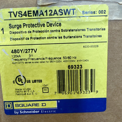 SQUARE D TVS4EMA12ASWT SURGE PROTECTIVE DEVICE SERIES 002 480Y/277V TYPE 3R