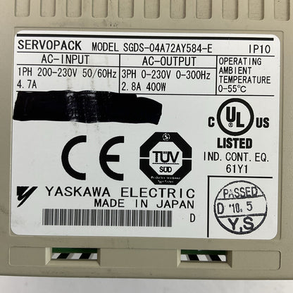 YASKAWA SGDS-04A72AY584-E SERVOPACK 230VAC SERVO DRIVE