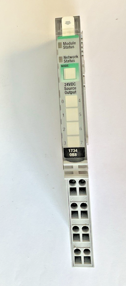 ALLEN BRADLEY 1734-MB PLC MODULE W/ 1734-RTB TERM.BLOCK, 1734-OB8 OUTPUT MODULE