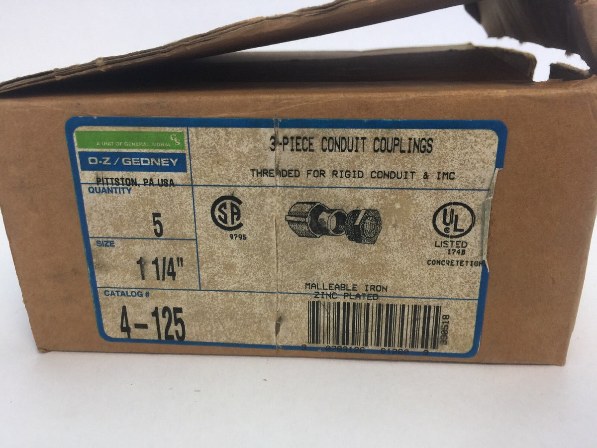 O-Z / GEDNEY 4-125 3-PIECE CONDUIT COUPLINGS 1 1/4" (BOX OF 5)