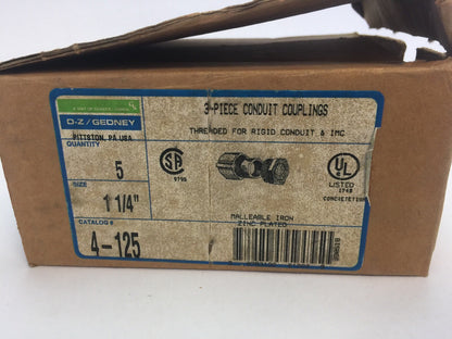 O-Z / GEDNEY 4-125 3-PIECE CONDUIT COUPLINGS 1 1/4" (BOX OF 5)