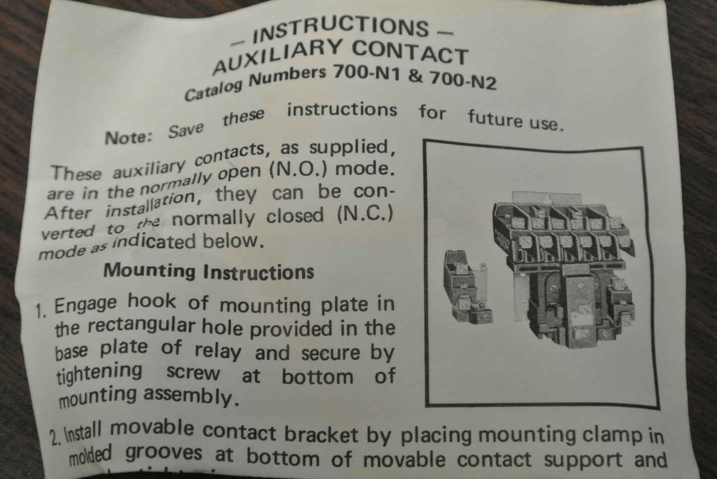ALLEN-BRADLEY 700-N2 AUXILIARY CONTACT, RIGHT HAND / NEW SURPLUS