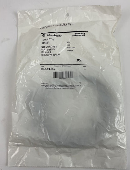 ALLEN BRADLEY 889P-E4JB-2 QD CORDSET RIGHT ANGLE  4PIN ****LOTOF4****