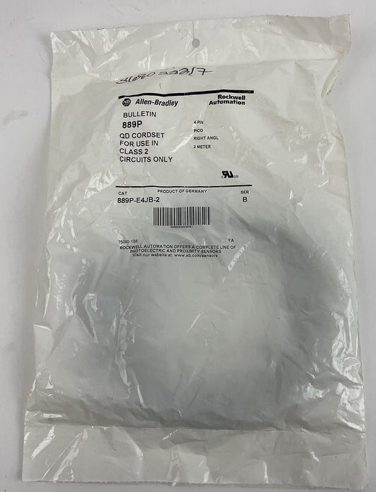 ALLEN BRADLEY 889P-E4JB-2 QD CORDSET RIGHT ANGLE  4PIN ****LOTOF4****