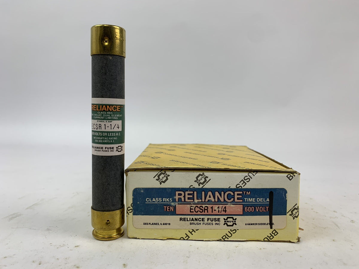 Brush Reliance Time-Delay Dual-Element ECSR1-1/4 1 1/4A 600V Fuse "Lot of 10"