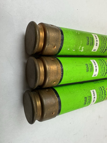 COOPER BUSSMANN FRS-R-40 FUSETRON FUSE 40A 600VAC/250VDC CLASS RK5 TIME LOT OF 3
