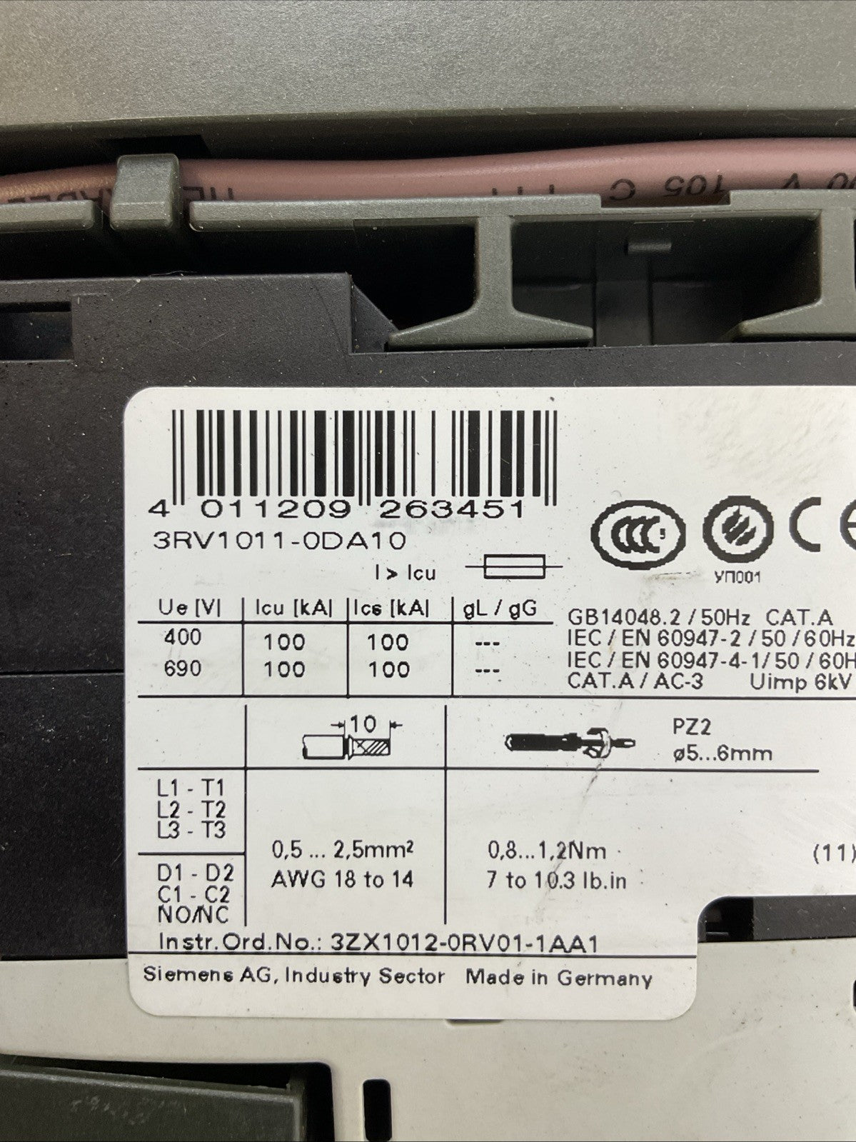 SIEMENS STARTER 3RK1301-0DB00-0AA2 3RV1011-0DA10 3RH1911-1AA01 3RK1903-0AB10