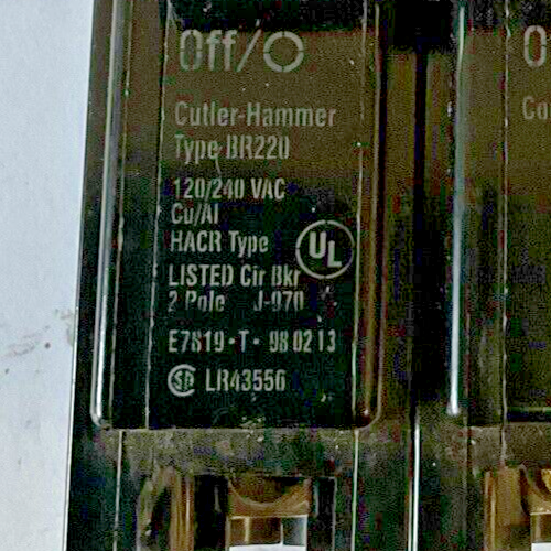 CUTLER HAMMER BR220 CIRCUIT BREAKER 20A 120/240VAC