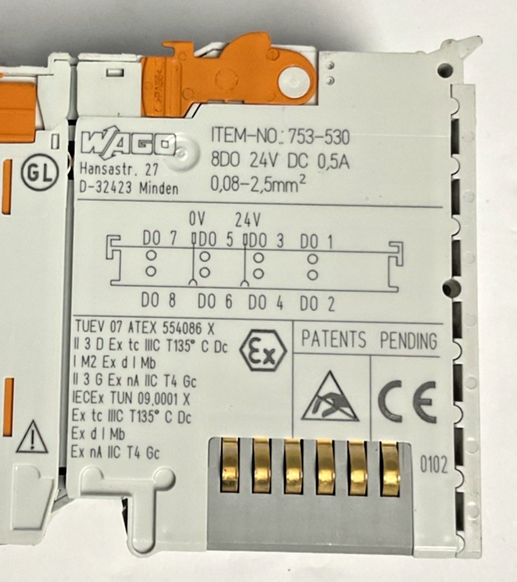 WAGO 753-530 OUTPUT MODULE 24VDC 0.5A 8DO***LOT OF 4***