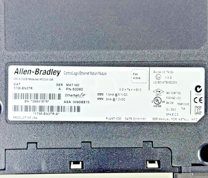 ALLEN-BRADLEY -  1756-EN3TR SER. A FW: 4.004 - CONTROL LOGIX ETHERNET MOTION MOD