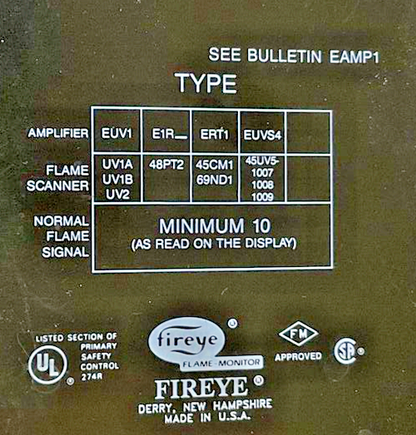 FIREYE EUV1 FLAME AMPLIFIER MODULE -EAMP1