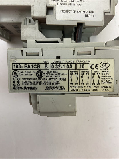 ALLEN BRADLEY STARTER (100-C09E*10 COIL 24VDC + 193-EA1CB 0.32-1.0A)