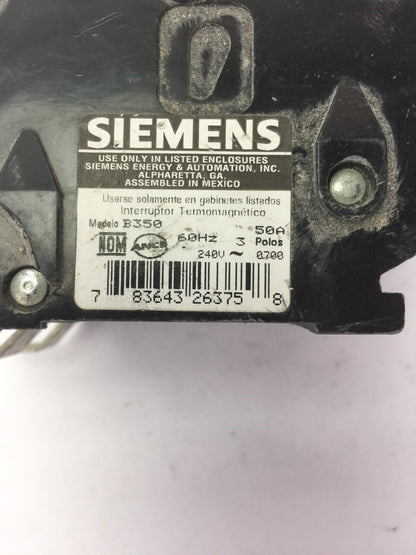 SIEMENS B350 CIRCUIT BREAKER 50A 240VAC 3 POLE