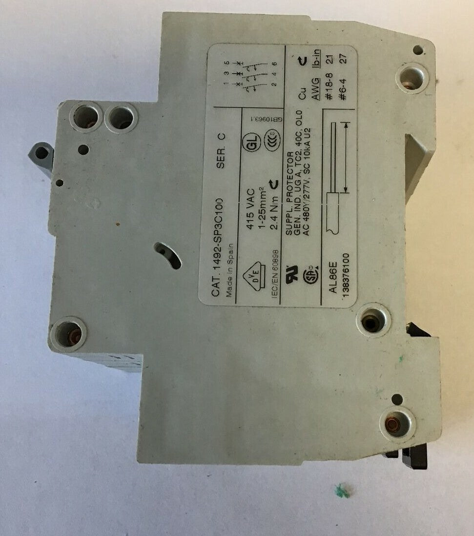 ALLEN BRADLEY 1492-SP3C100 CIRCUIT BREAKER SER.C 415VAC 10A