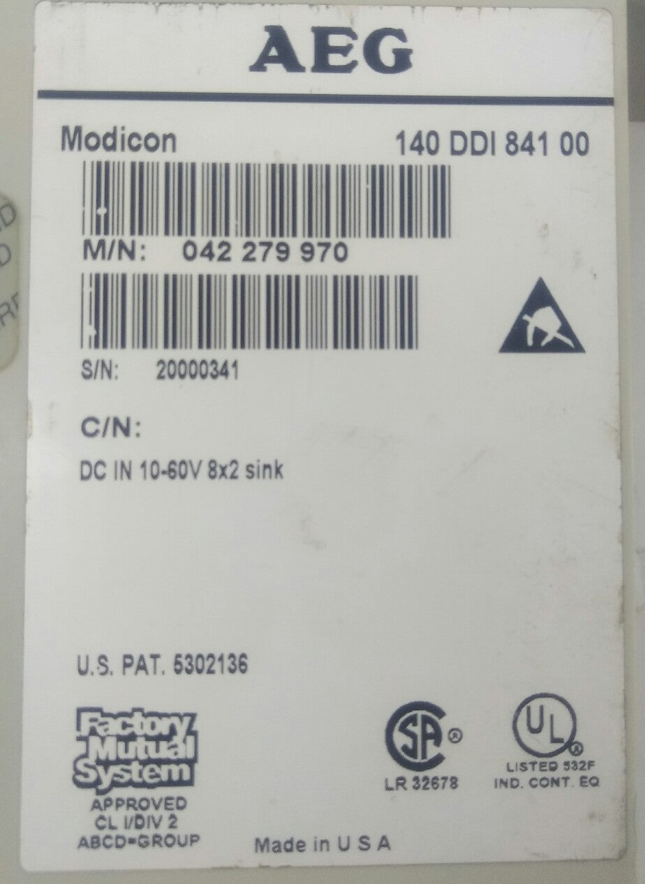AEG/ SCHNEIDER AUTOMATION MODICON 140DDI84100 DC IN 10-60V 8X2 SINK