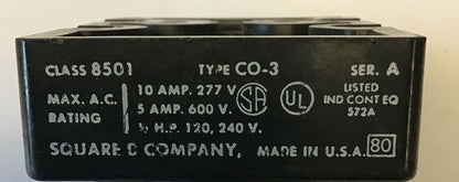 SQUARE D 8501 C0-3 CONTROL RELAY SER.A 10AMP 277V