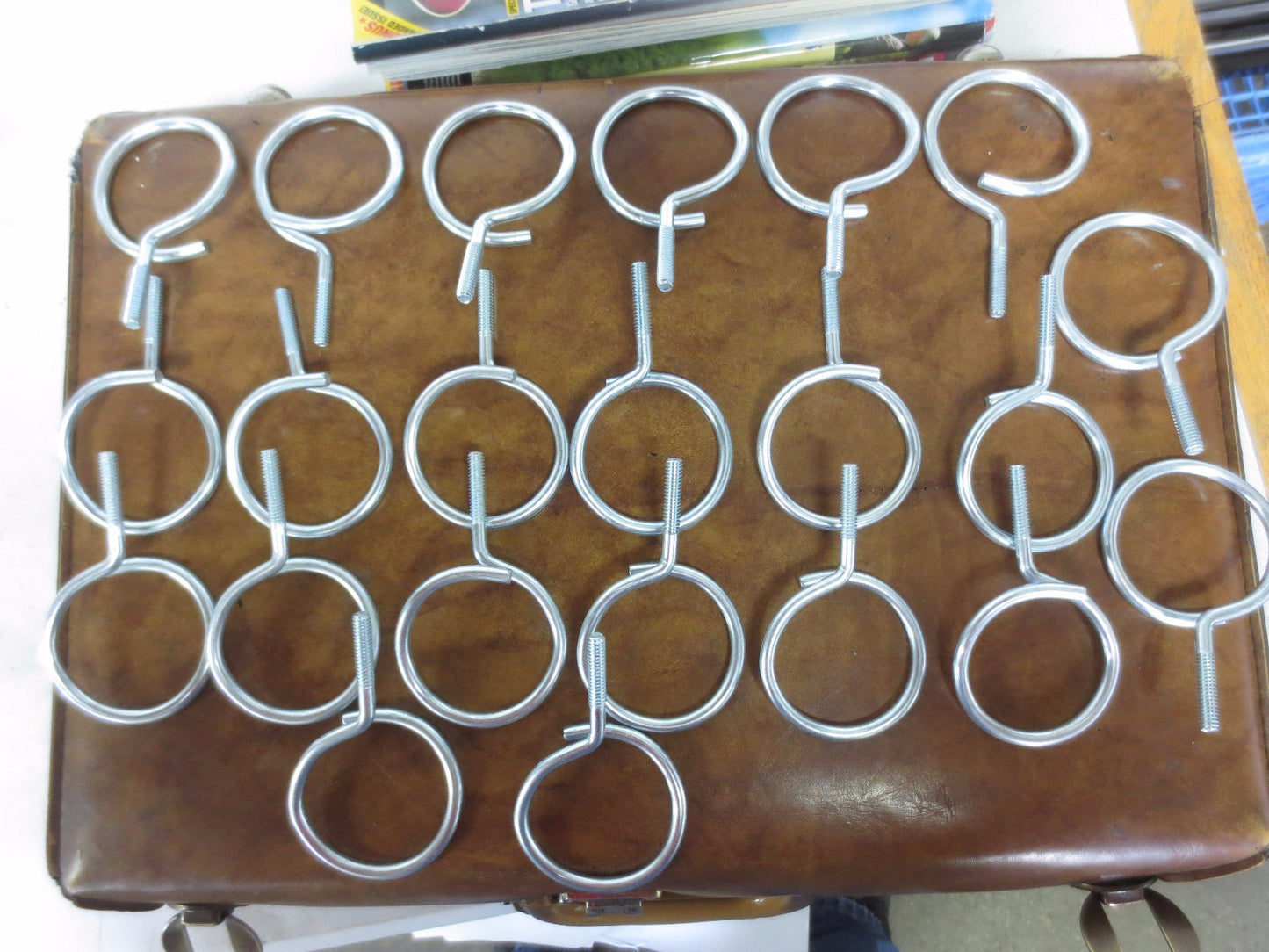 CHROME BRIDLE RINGS - 2" - 1/4" THREAD - NEW SURPLUS - LOT of 22