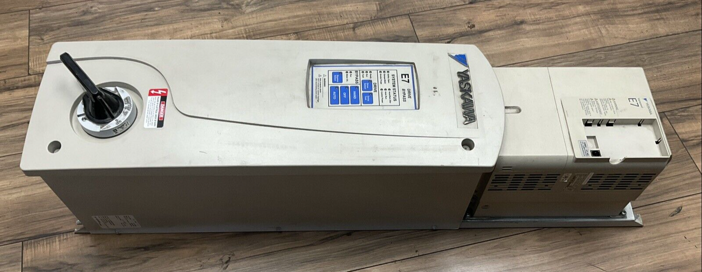 YASKAWA E7NVD024CGXY3 E7 DRIVE BYPASS OUTPUT 0-200VAC 3PH 24.2A INPUT 200VAC 3PH