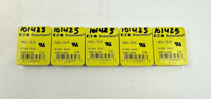 EATON BUSSMANN MDL-15-R GLASS TIME DELAY FUSE 15A 32V 5 PACK LOT OF 5