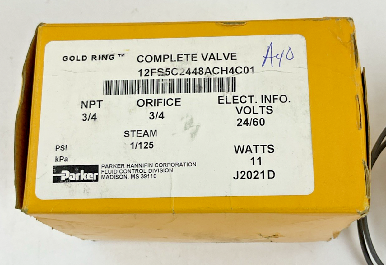 PARKER 12FS5C2448ACH4C01 COMPLETE VALVE NPT3/4 ORIFICE3/4 24V/60HZ STEAM1/125