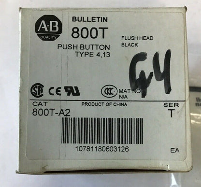 ALLEN BRADLEY 800T-A2 FLUSH HEAD PUSH/BUTTON TYPE 4,13 SERIES
