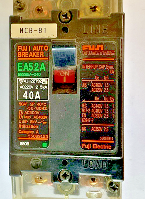 FUJI ELECTRIC EA52A CIRCUIT BREAKER 40A 220VAC 2.5KA BB2BEA-040