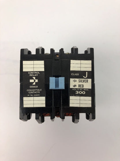 GOULD J10 J10B2012 CONTROL RELAY 300 V.A.C. MAX CONVERTIBLE CONTACTS 120V 60CY