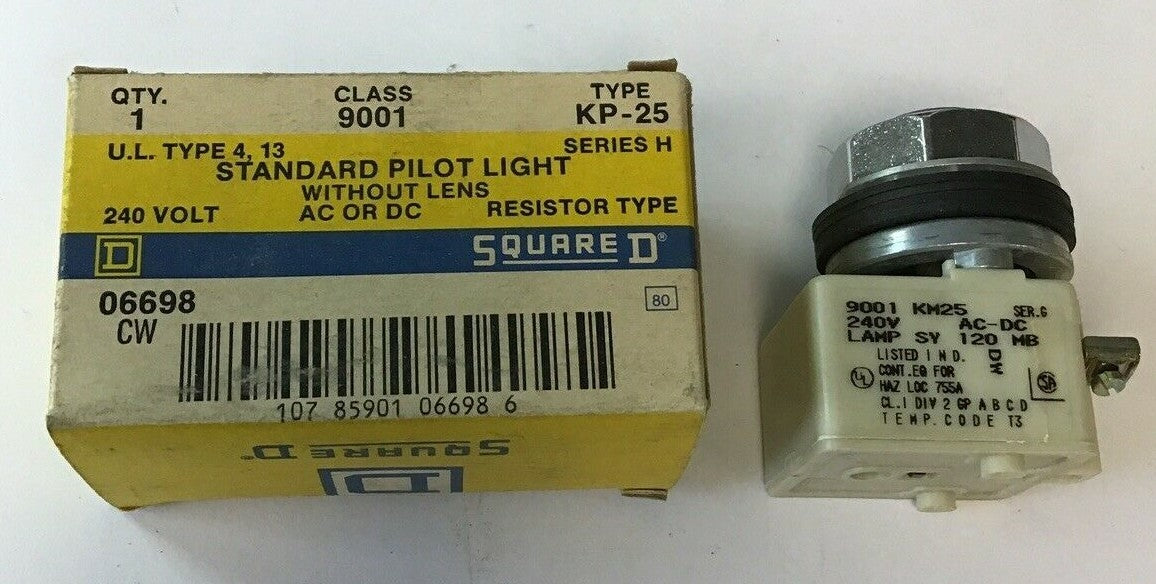 SQUARE D 9001 KP-25 PILOT LIGHT W/O LENS SER.H 240V