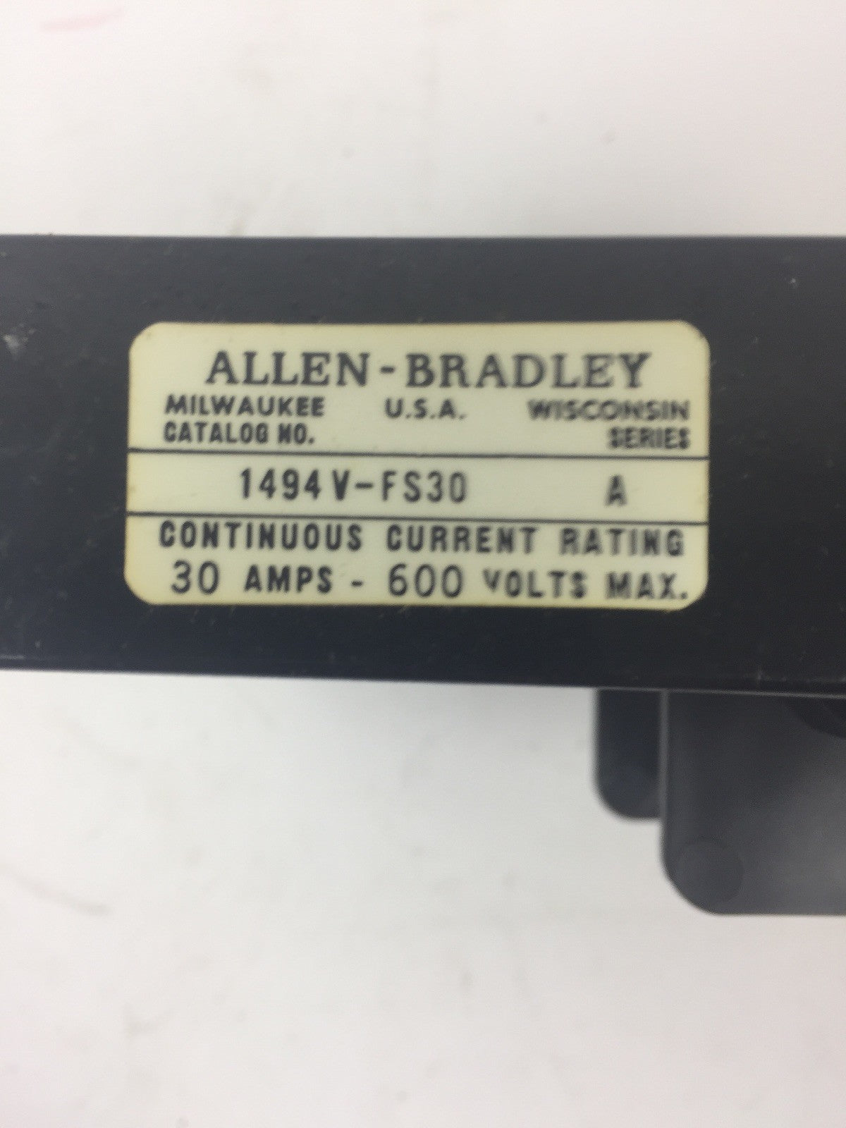 ALLEN BRADLEY 1494V-FS30 TRAILER FUSE BLOCK KIT 0-30A 600V FOR CLASS H & J FUSE
