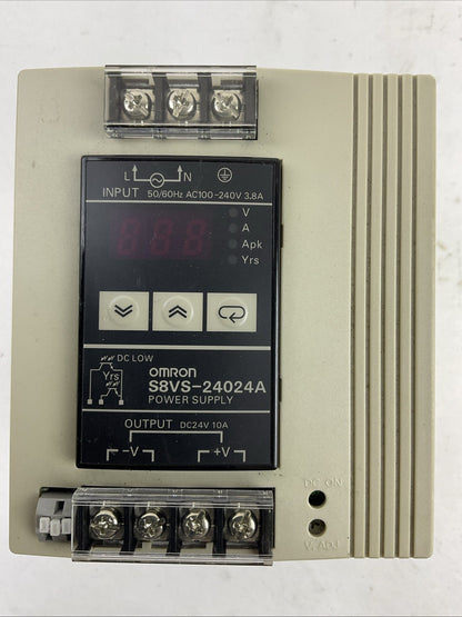 OMRON S8VS-24024A/ED2 POWER SUPPLY OUTPUT 24VDC 10A INPUT 100-240VAC 3.8A