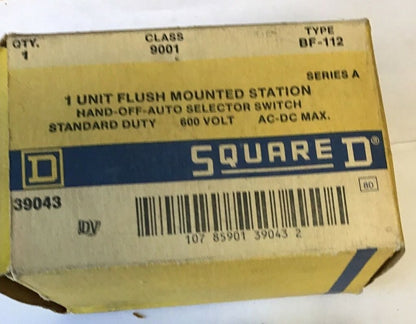SQUARE D 9001 BF-112 FLUSH MOUNTED STATION 600V SER.A